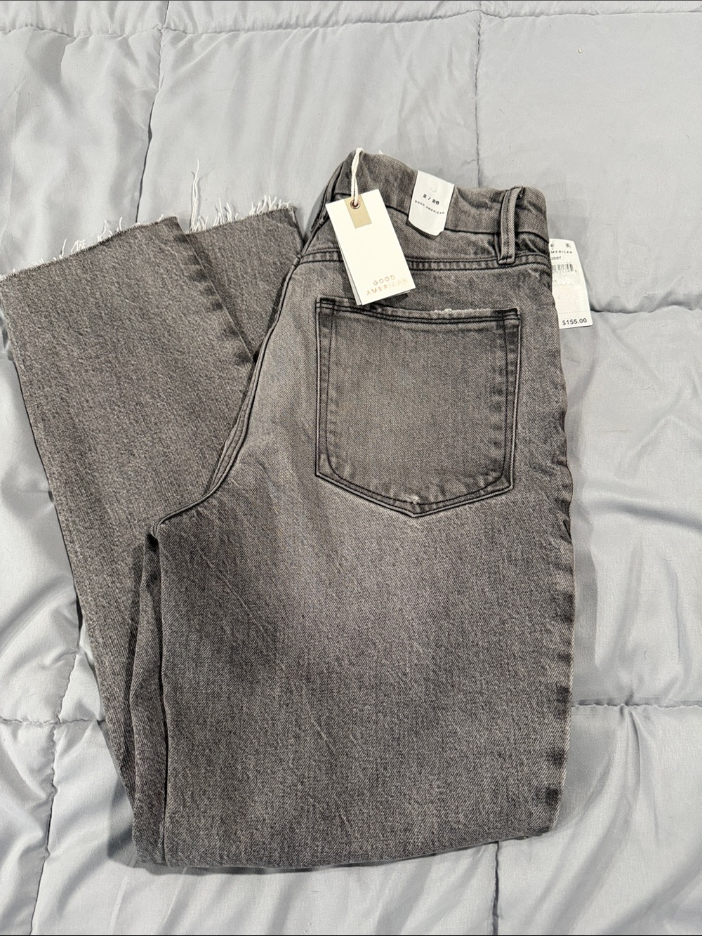 Good American Straight Leg Jeans — Charcoal Grey